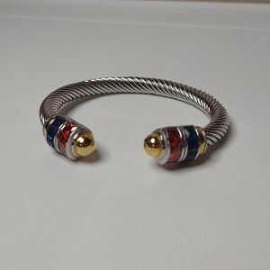 Blue, Red, And Silver Tone Bracelet